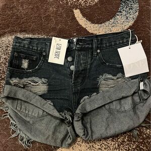 Black Jean shorts